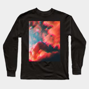 Glitched candy pink clouds Long Sleeve T-Shirt